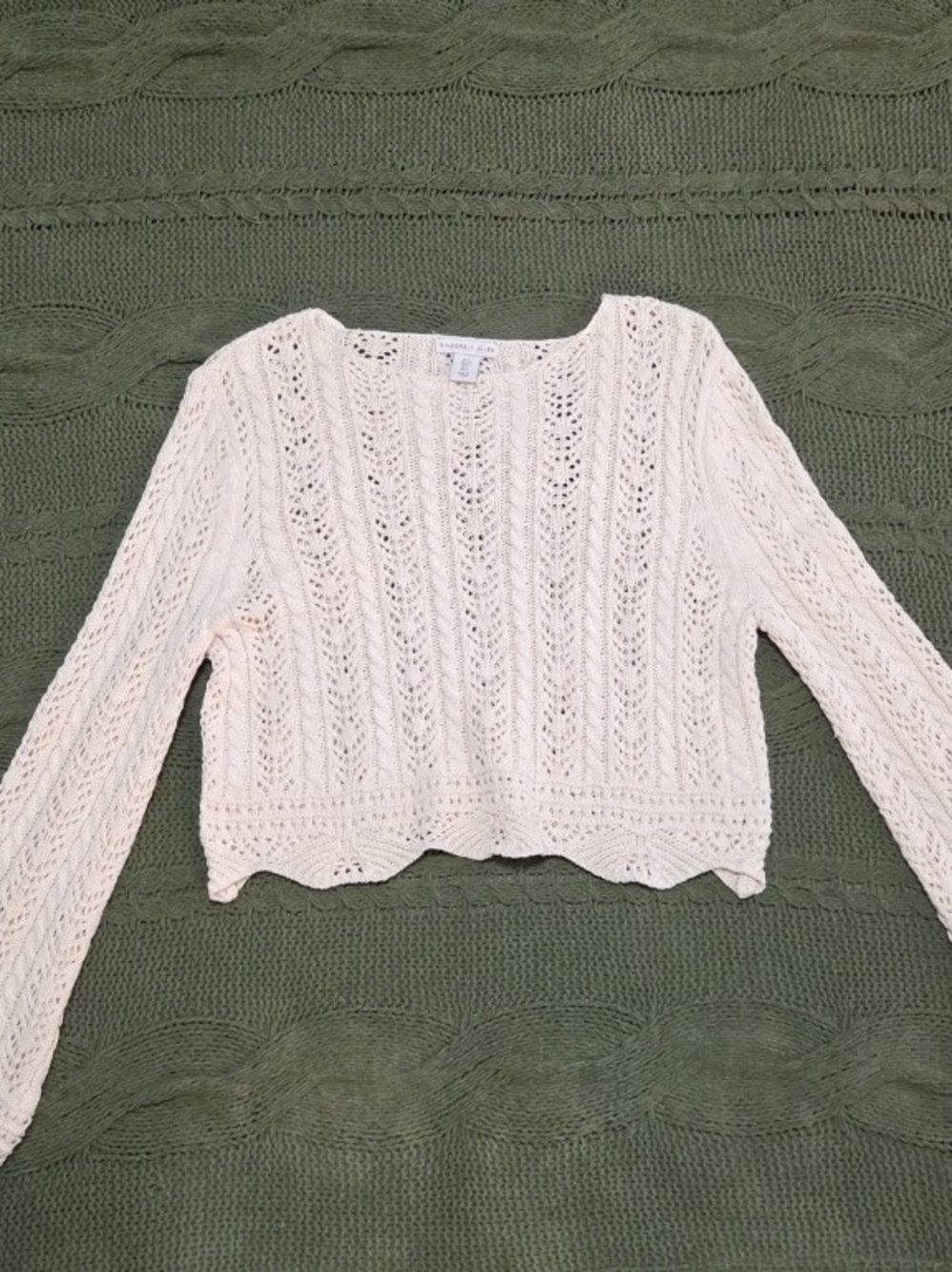 Sincerely Jules Knit Sweater Bell Sleeve Boho Beachy Cream Size L